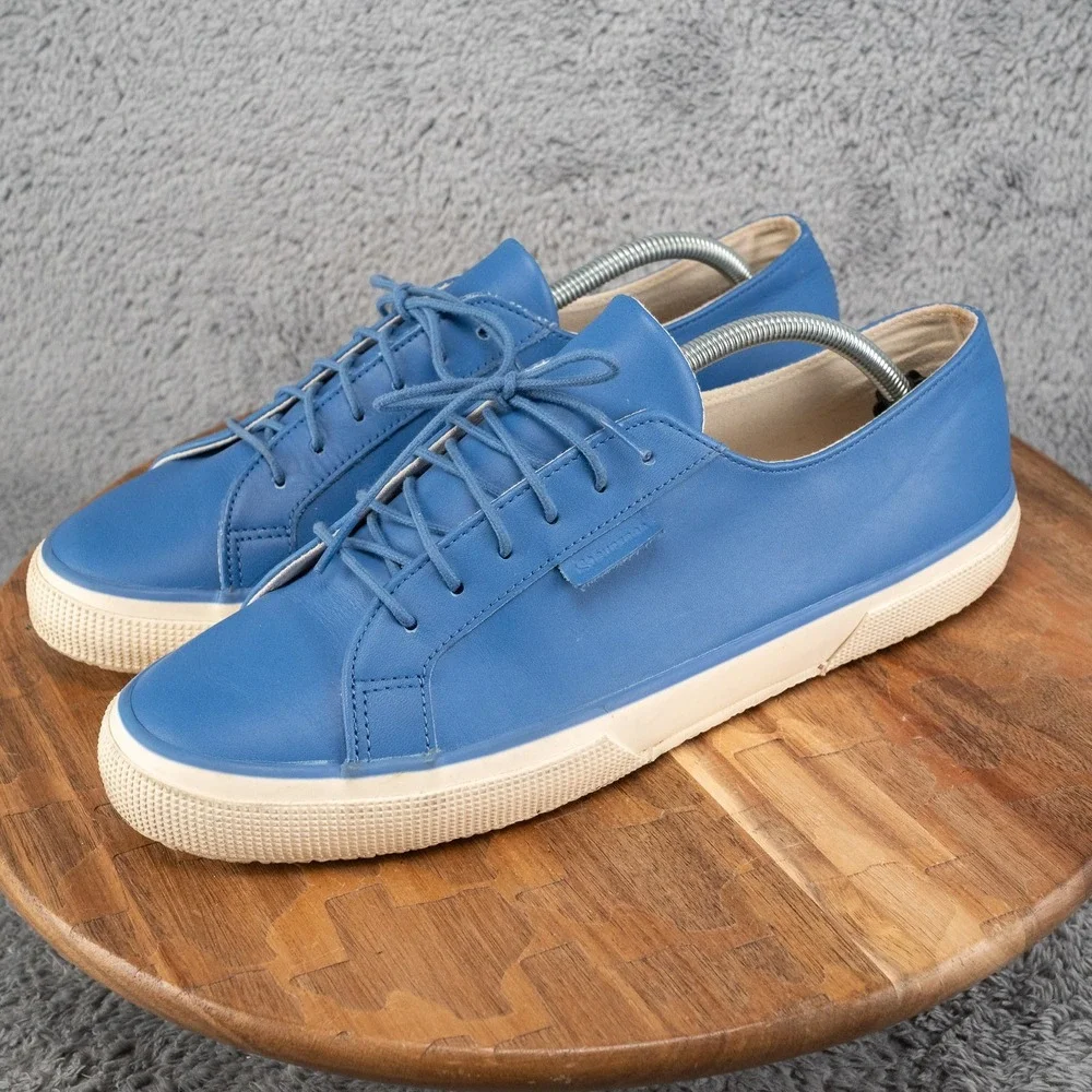 Superga Mena 11.5 Low Top Classic Sneakers Leather Blue Summer Boat Shoe